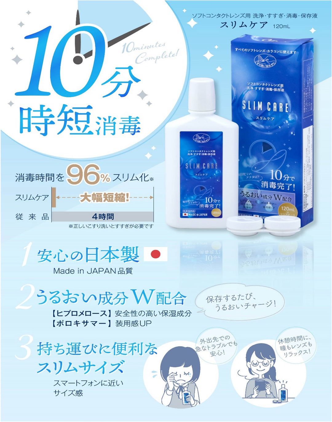 スリムケア アルファ  120ml【超薄型スリムボトル】【ソフトレンズ用消毒保存液】